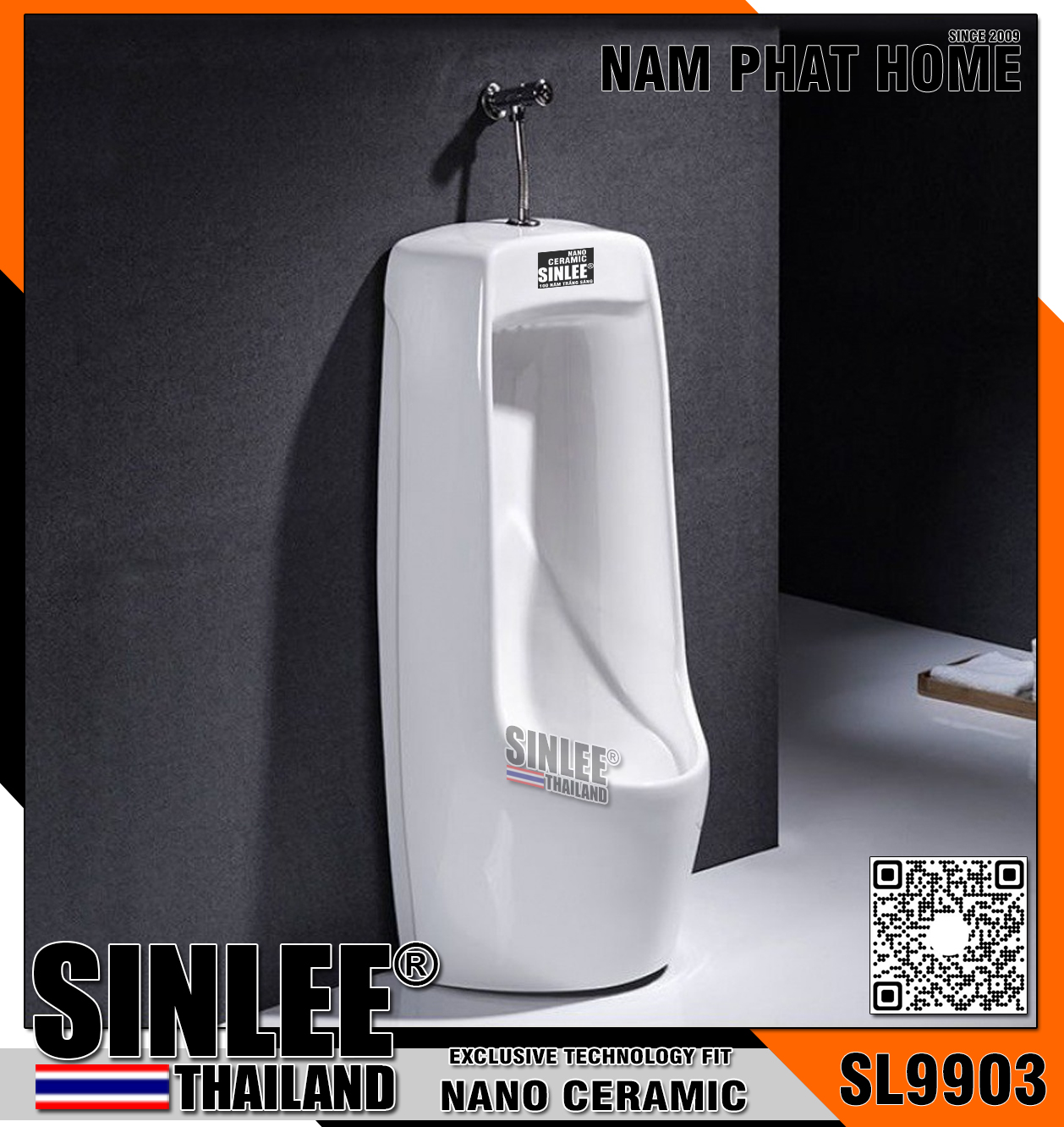 SL9903 - BỒN TIỂU NAM LỚN VAN CƠ, SIZE 420x 970MM - XÃ ĐÁY 12cm