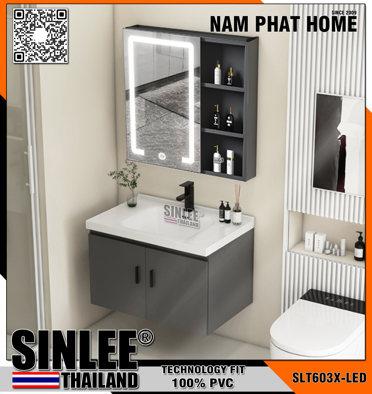 SLT603X-60- LAVABO TỦ SINLEE, NHỰA PVC CHỐNG THẤM - 60CM