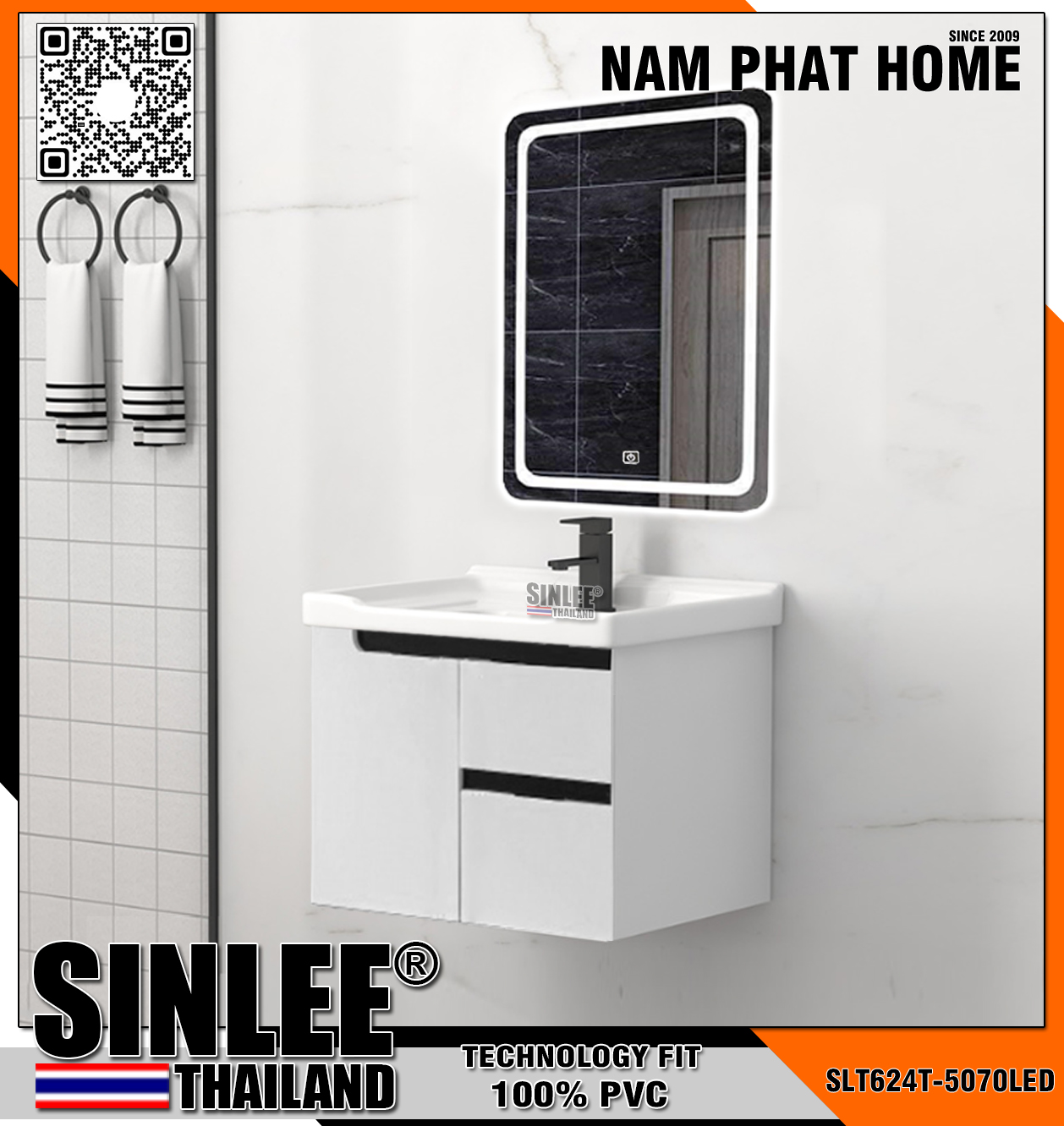 SLT624 - LAVABO TỦ SINLEE, NHỰA PVC CHỐNG THẤM - 60cm