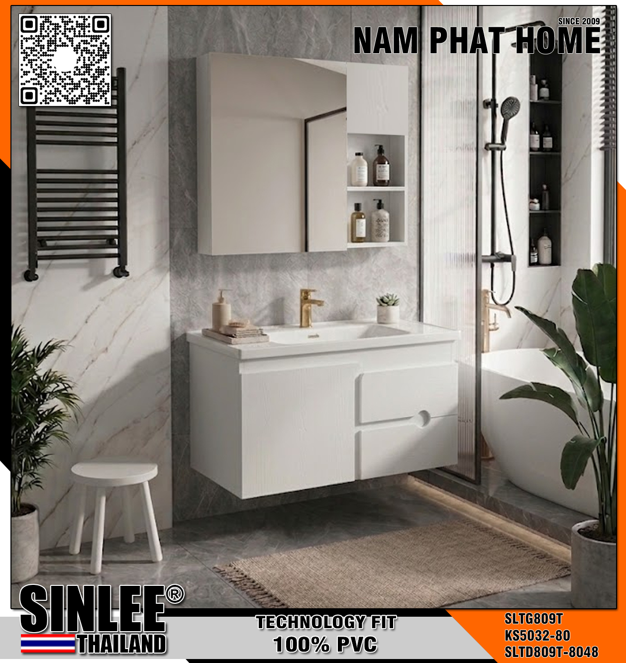 SLTD809FT - LAVABO TỦ SINLEE, NHỰA PVC CHỐNG THẤM