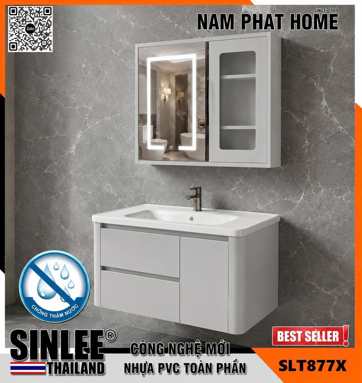 Bộ tủ phòng tắm nhựa PVC SINLE SLT877 , NHIỀU MÀU VÀ  NHIỀU PHIÊN BẢN
