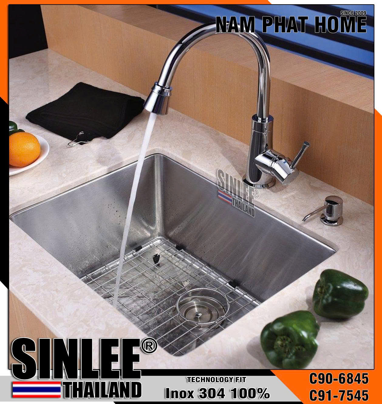 C90-C91 - CHẬU RỬA CHÉN 1 HỘC LẮP ÂM INOX 304 CHUẨN 100%