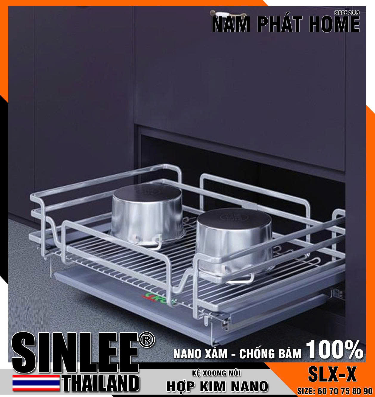 SLX -X - KỆ XOONG NỒI HỢP KIM NANO XÁM CHỐNG BÁM 