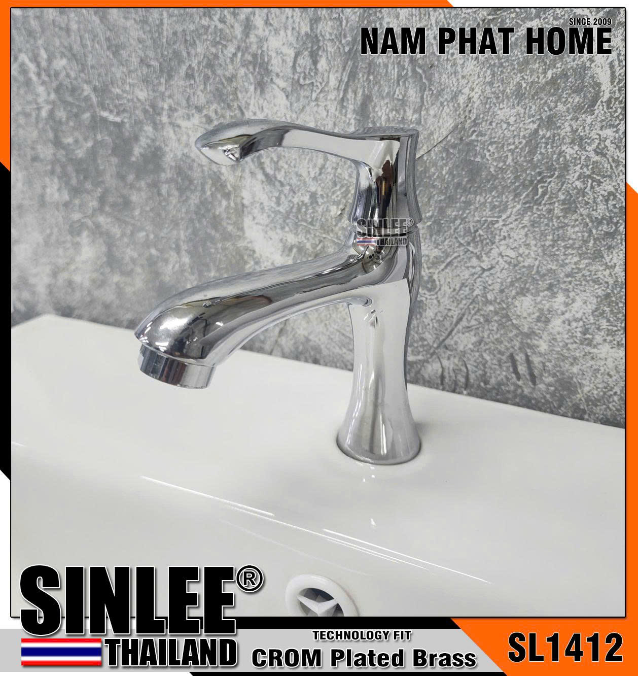 SL1412 – VÒI LAVABO LẠNH ĐỒNG THAU NHẬP KHẨU SINLEE
