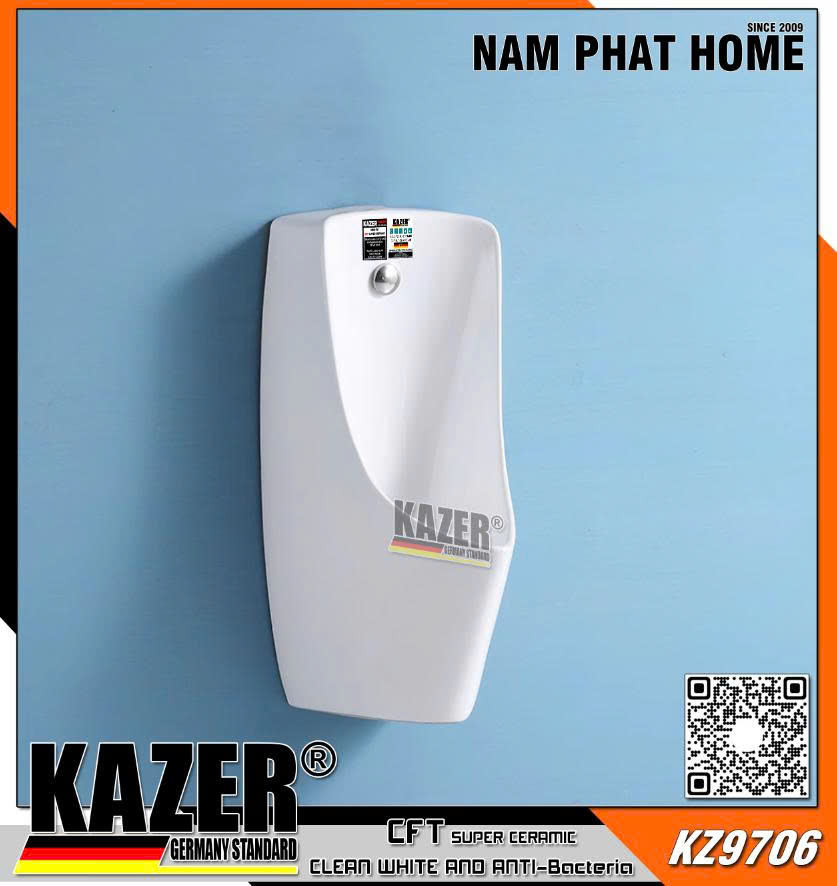 KZ9706 - BỒN TIỂU NAM TREO TƯỜNG KAZER, TẶNG KÈM VAN CẢM ỨNG, MÀU TRẮNG