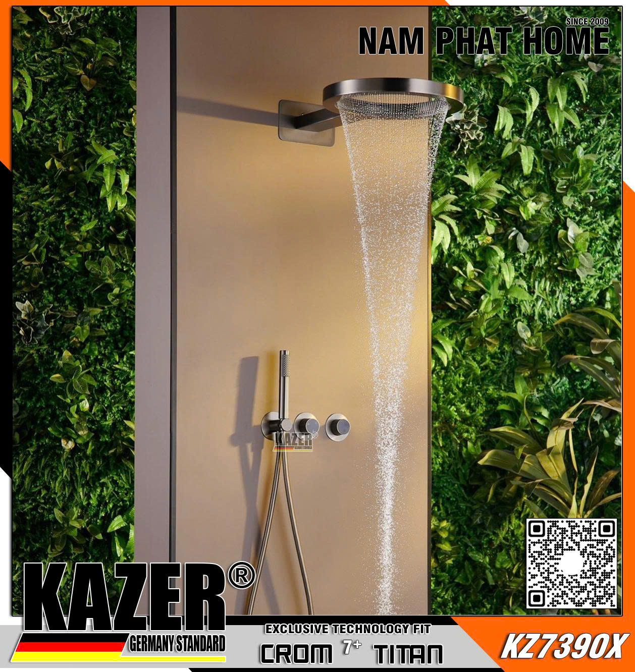 KZ7390X, SEN ÂM TƯỜNG CẦU VÒNG KAZER , MẠ XÁM TITAN