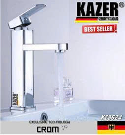 KZ8624-30 - VÒI LAVABO NÓNG LẠNH ĐỒNG THAU KAZER, MẠ CROM 7+ 30CM
