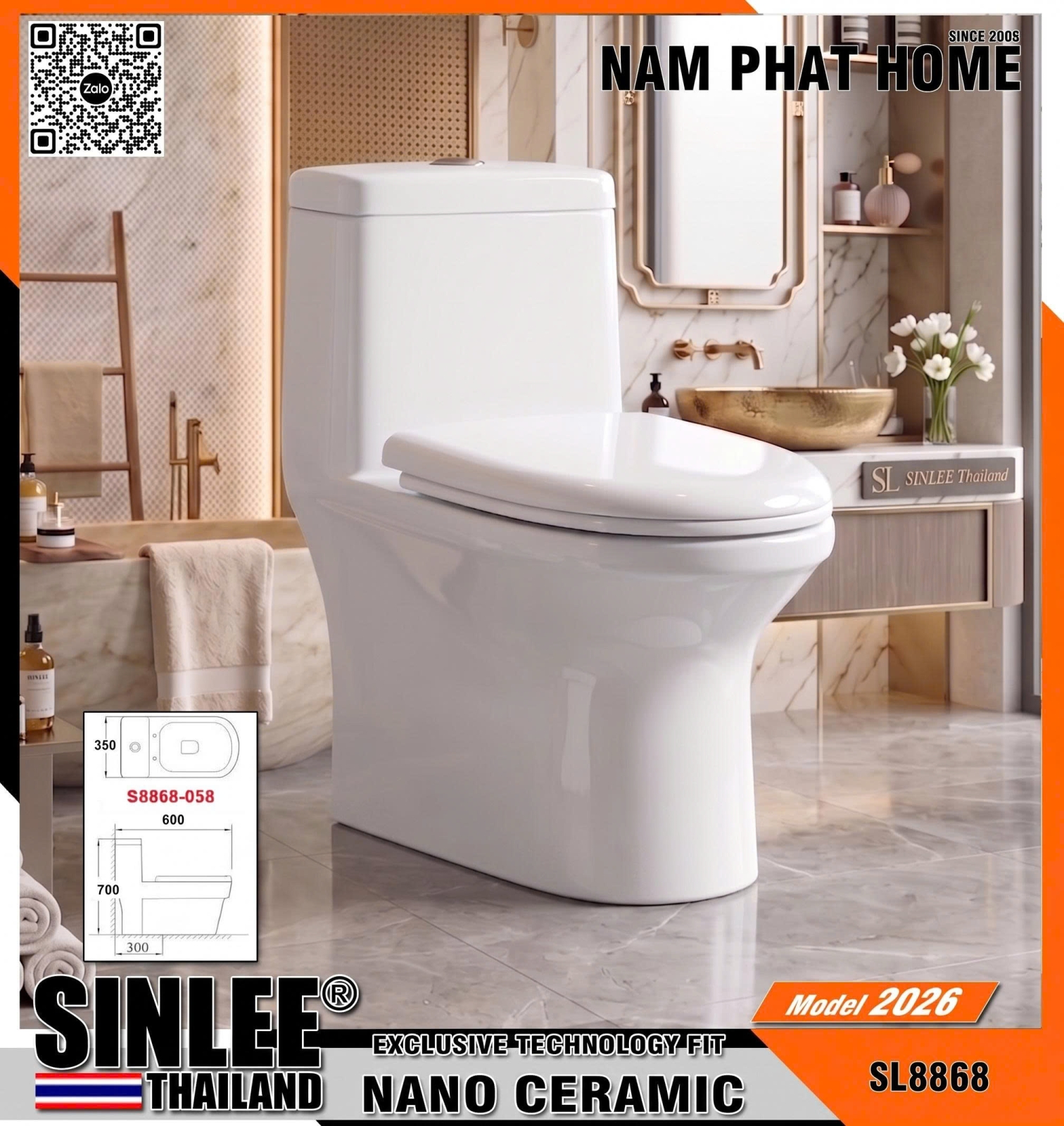 SL8868-058 - BỒN CẦU 1 KHỐI SINLEE